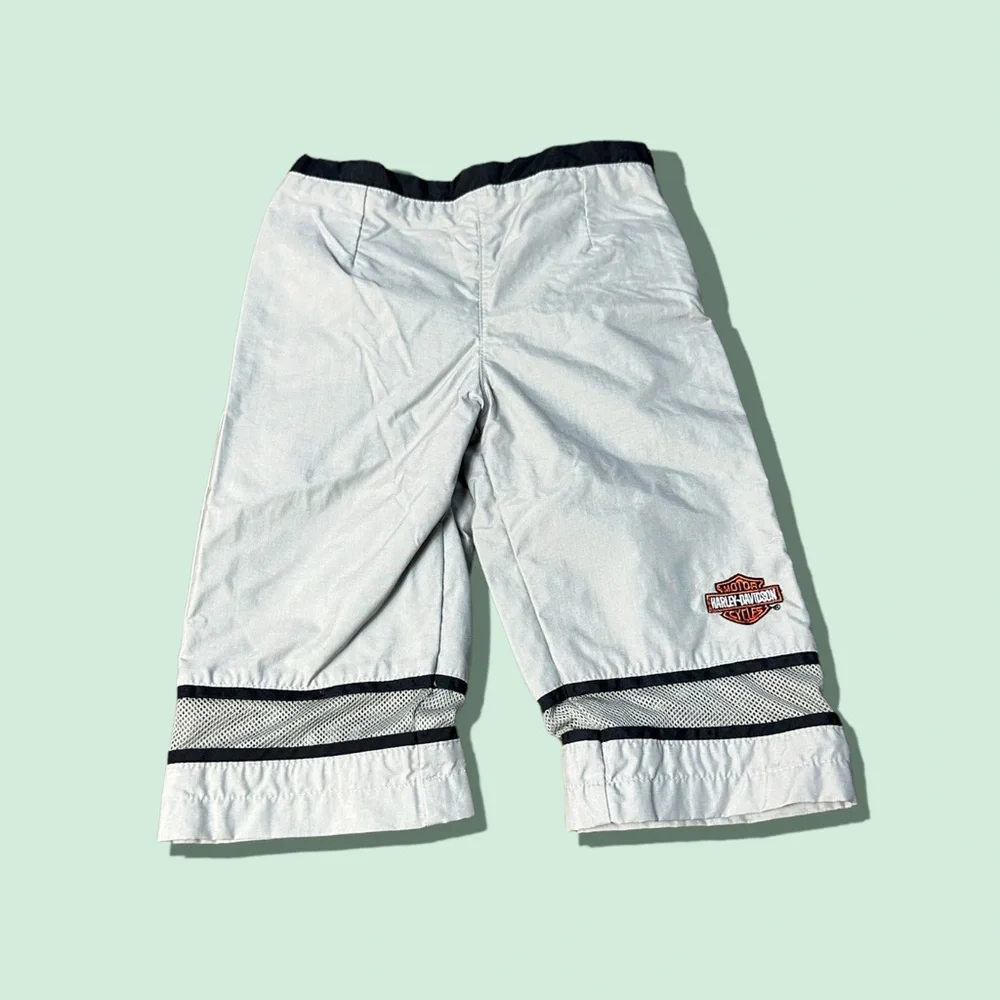 Toddler Harley Davidson Motorcycles Light Grey Mesh Detail Nylon Pants Sz 24 Mon - Picture 1 of 7